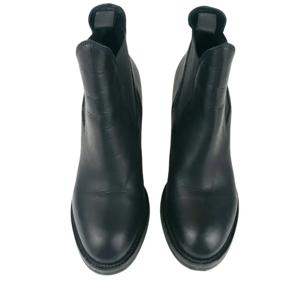 ACNE STUDIOS Star Black Leather Chelsea Ankle Heel Bootie Boots Size 41 - Picture 3 of 12
